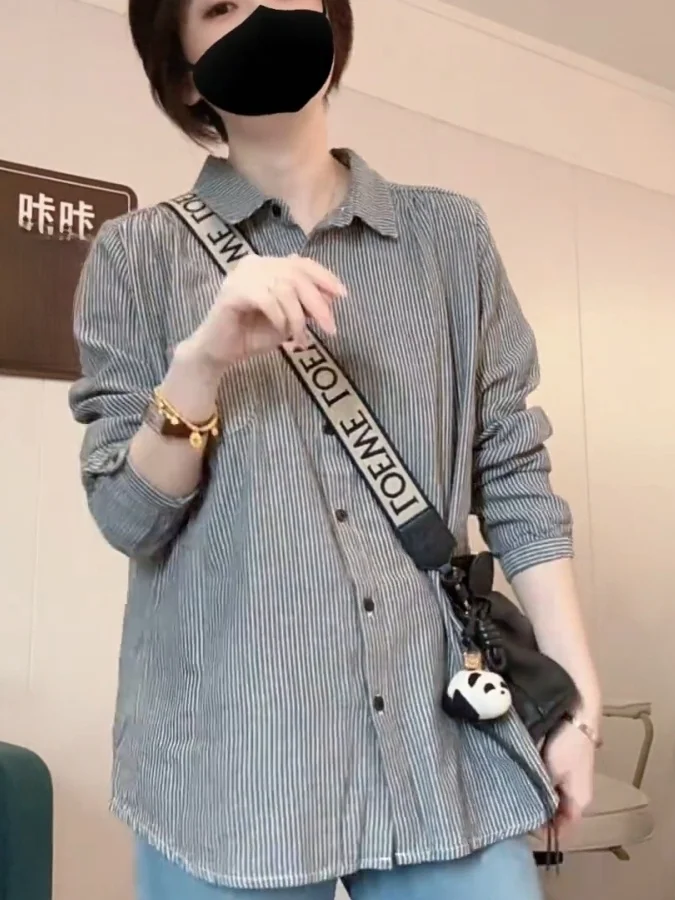 

2022, весенне-осеннее хлопковое длинное женское пальто irt в винтажном стиле в полоску, базовый слой, повседневное удобное дышащее пальто