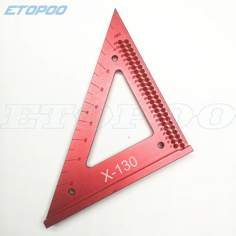 Aluminum Alloy Metric Woodworking Precision Triangle Ruler Carpenters Square Hole Positioning Scriber Measuring Ruler Gauge Tool