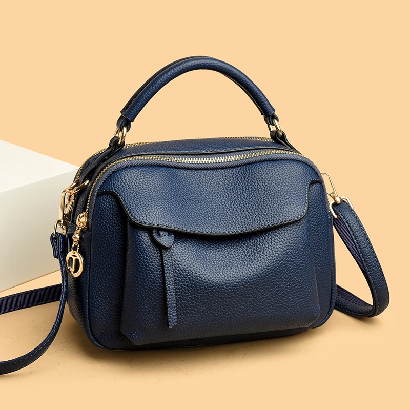 Fashion Women PU Leather Crossbody Bags Luxury Shoulder Handbag Elegant Double Zipper Commuter Purse for Ladies Office Daily Use