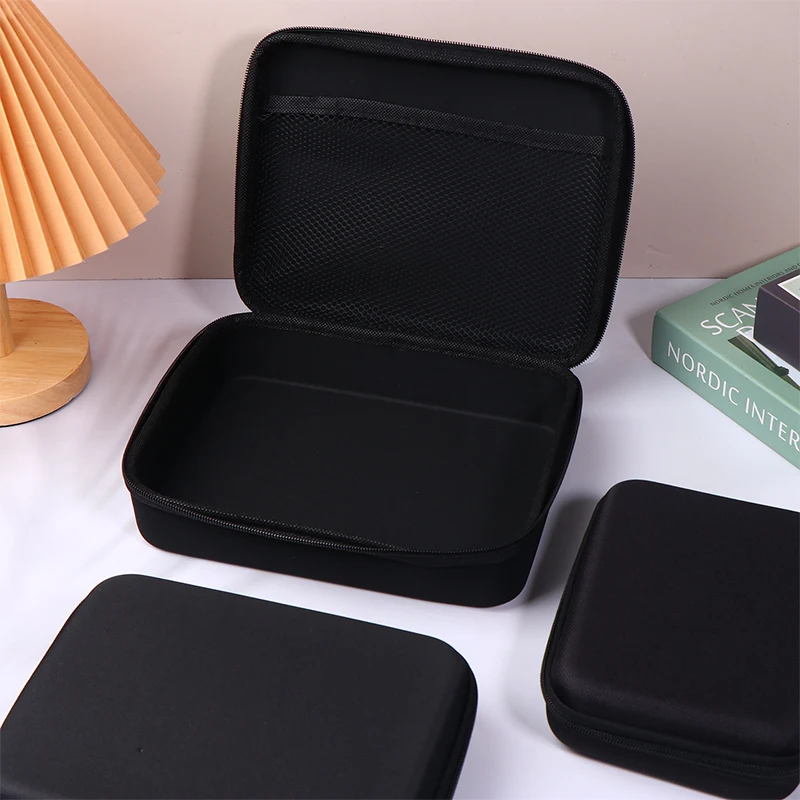 All Black Outdoor Anti-scratch Protective Case EVA Hard Storage Bag Travel Portable Zipper Bag Multiple Repair Tools Handbag