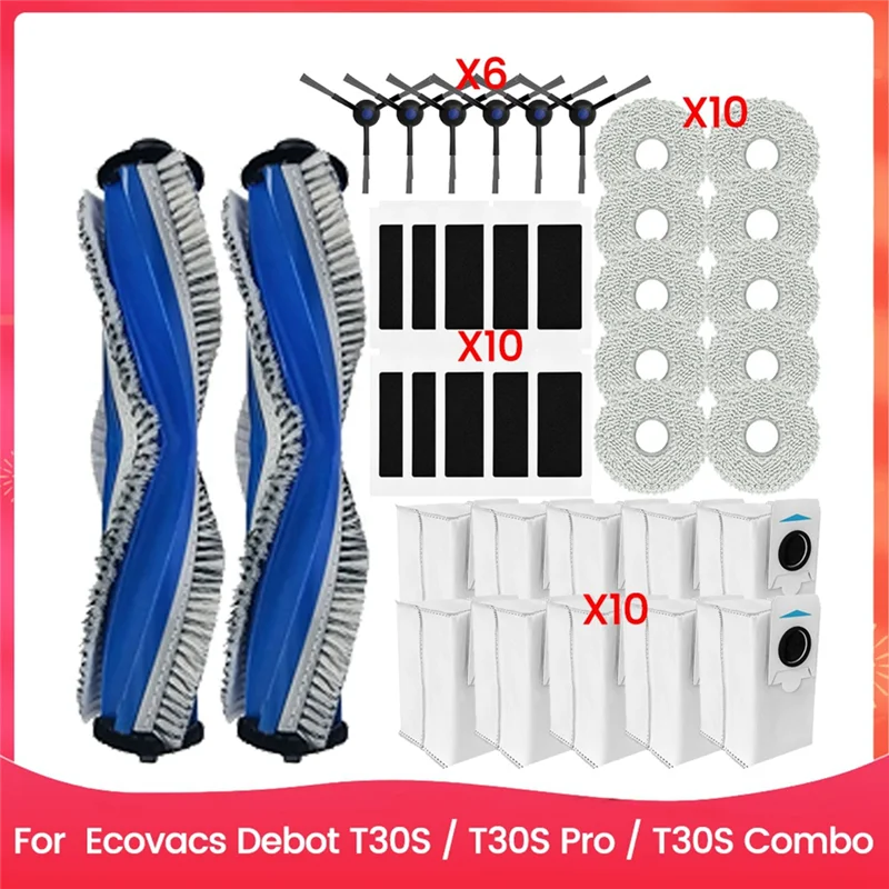 

ABMH-для Ecovacs Debot T30S T30S Pro T30S Комбинированный ролик Боковая щетка Hepa-фильтр Швабра Ткань Робот-пылесос Запасная часть