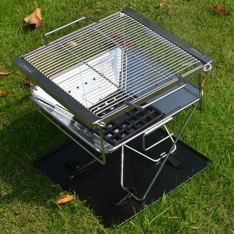 Stainless Steel Folding Barbecue Stove Camping Picnic BBQ Grill 5-10 People