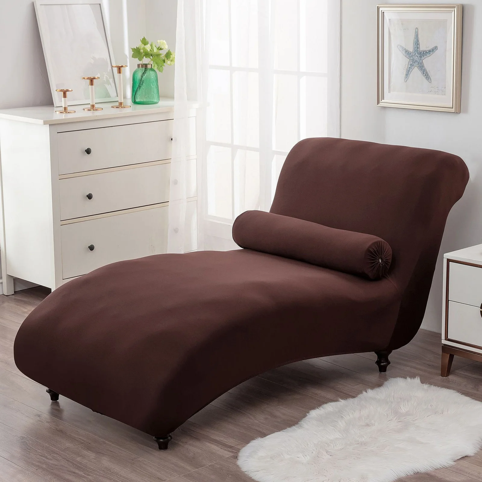 

Stretch Chaise Lounge Slipcover Armless Cover Wrinkle Resistant Protector for Living Room Hotel Restaurant Furniture