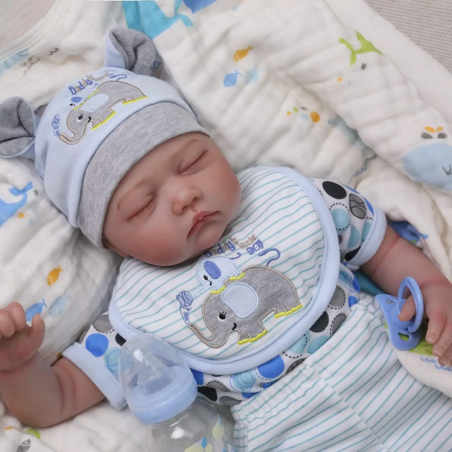 50cm newborn reincarnation doll, real life, vinyl, realistic newborn doll, boy, gentle touch doll, handmade doll toy, Halloween and Christmas gift, suitable for children over 3 years old view 4