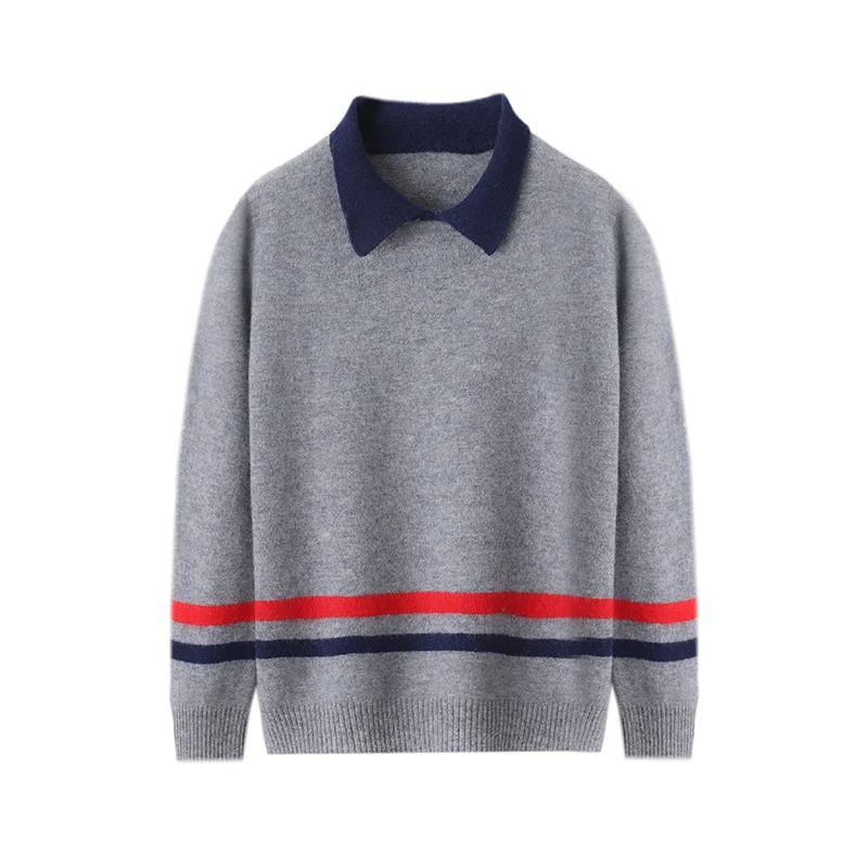 Turn-Down Collar  Unisex Style 100%  Merino Wool  Sweater Autumn And Winter  Pullover  Long Sleeve  Children's Clothing Tops view 4