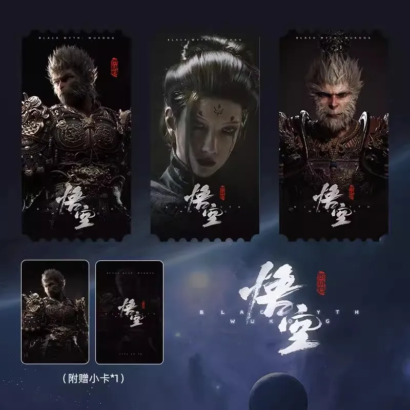 4Pcs/Set Game Black Myth: Wukong Commemorative Ticket Stub Wu Kong Character Laser Ticket Lomo Card Cosplay Gift