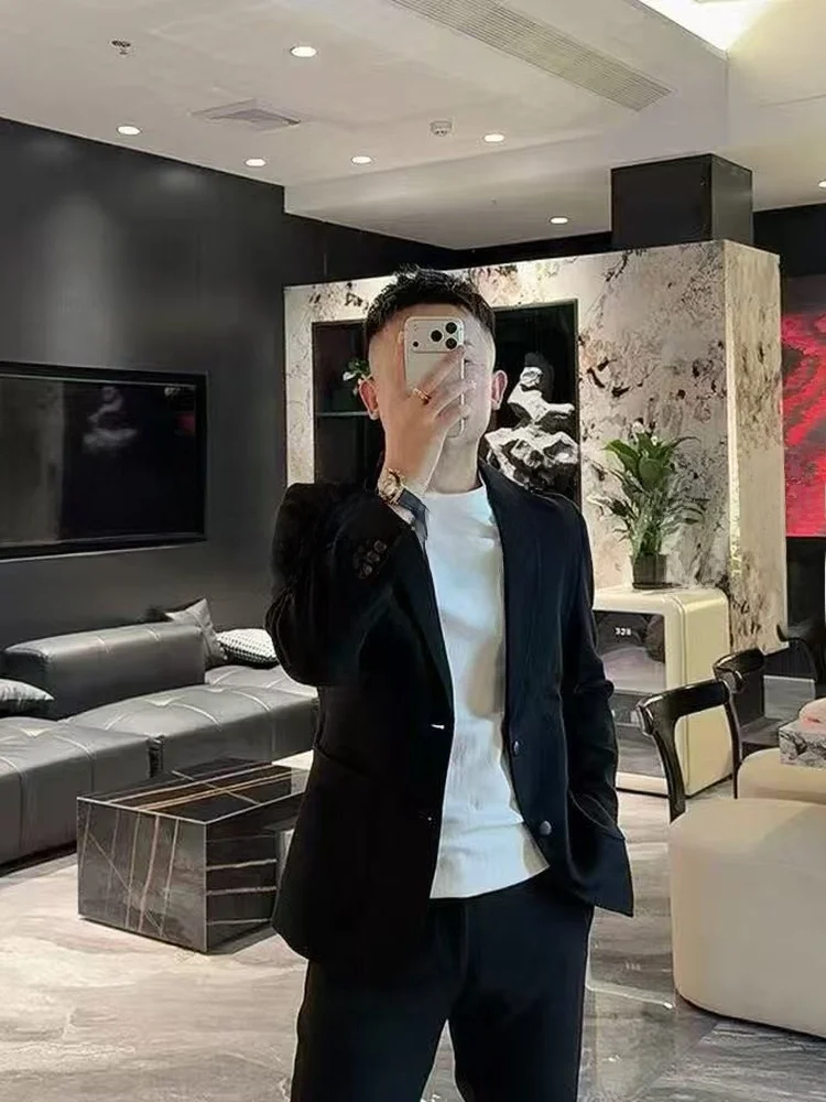 

Spring 2026 Men's Slim Fit Casual Busin Suit Jaet Versatile Lightweight Luxury Faionable Long Sve Warmth Insulated