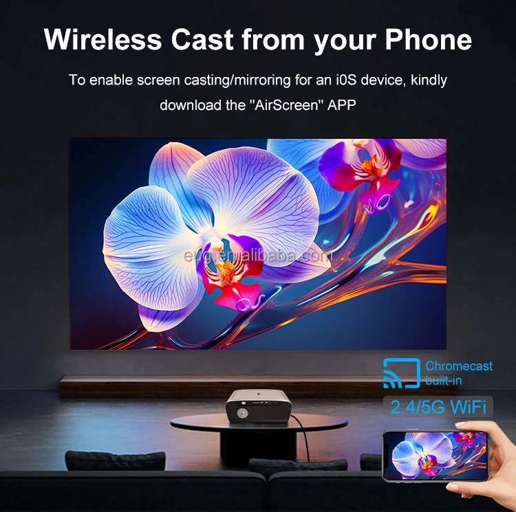 OEM 1550ANSI Google معتمد Android TV LCD النهار التركيز التلقائي 20%-100% Zoom Projector 4K المسرح المنزلي NFC متعاطي المخدرات