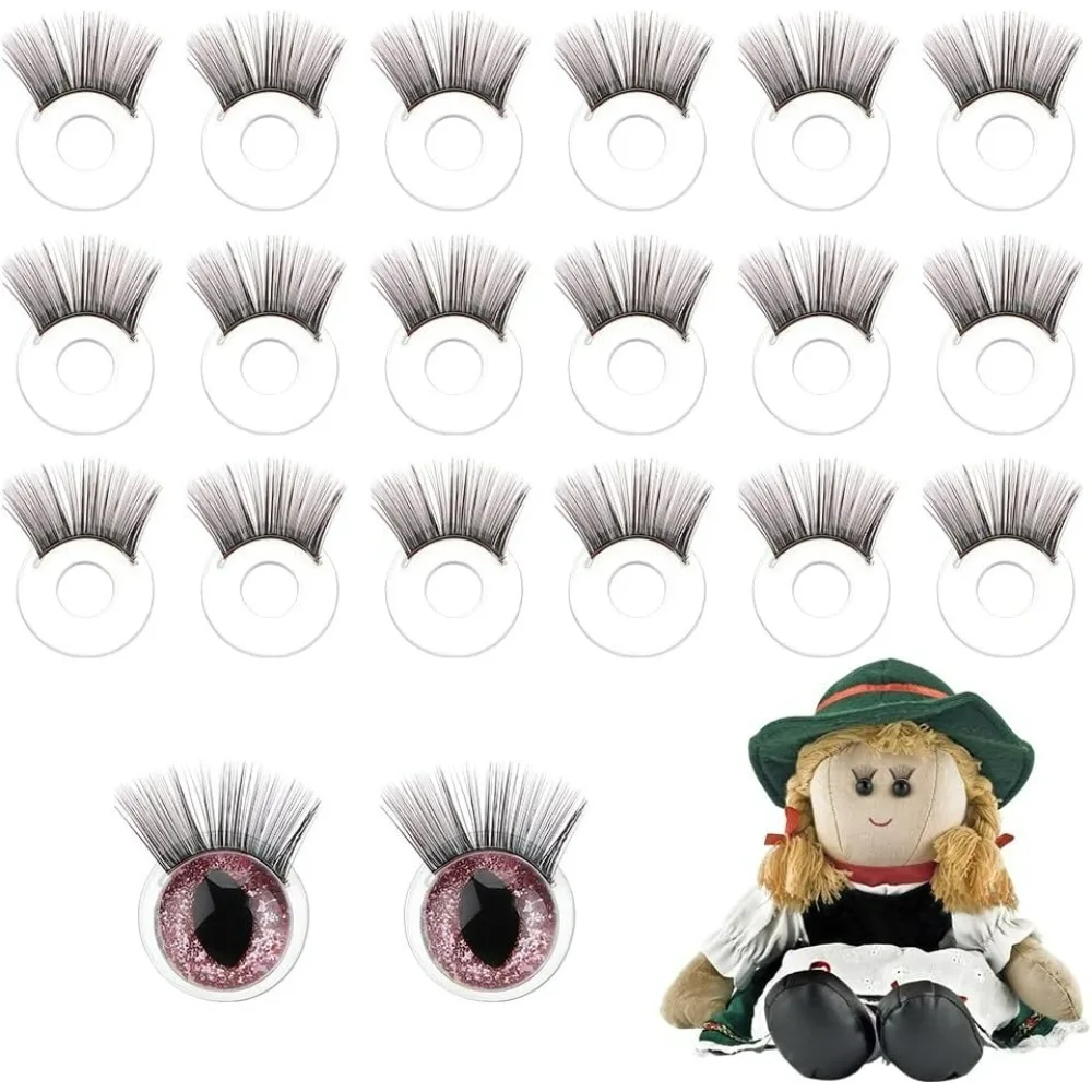 

20pcs Eyelashes Safety Eyelashes 18mm Black Eye Accessory Crafts Eyelash Strips Plastic Stuffed Crochet Eye Lashes