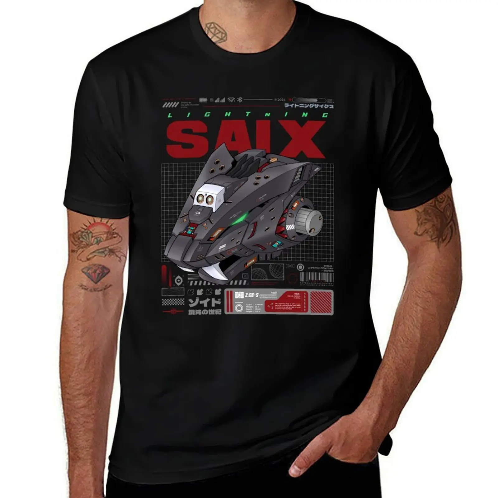 

Zoids Chaotic Century - HS-Mech - Lightning Saix; anime illustration with urban graphic design. T-Shirt