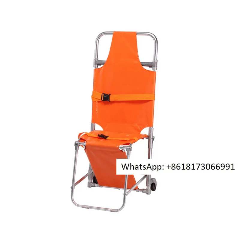 Supply of aluminum alloy chair style folding stretcher with wheels for outdoor backup evacuation chair folding stretcher