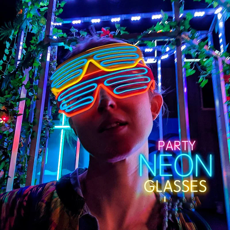 

LED Luminous Glasses Glowing Neon Glasses Flashing LED Sunglasses Light Up DJ Costumes for Event Party 80s EDM Halloween Supplie