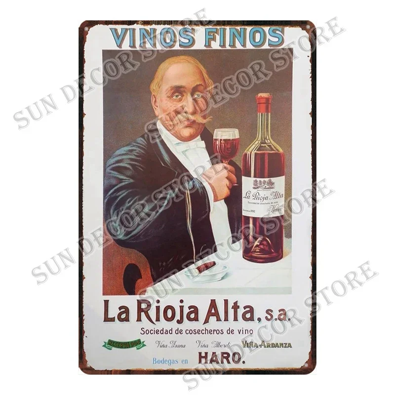 JEREZ FLORIO Spanish Wine Retro Metal Sign Plaque Vintage Tin Wall Decor Club Man Cave Bar Decoration Plates 8X12 Inch  A-2348