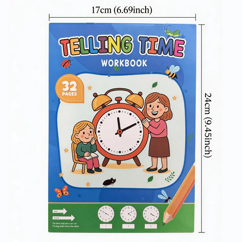 Puzzle Clock Drawing Book, 32 Page Children's Time Exercise Book, Understanding Time, Fun Time Cognition Exercise Book