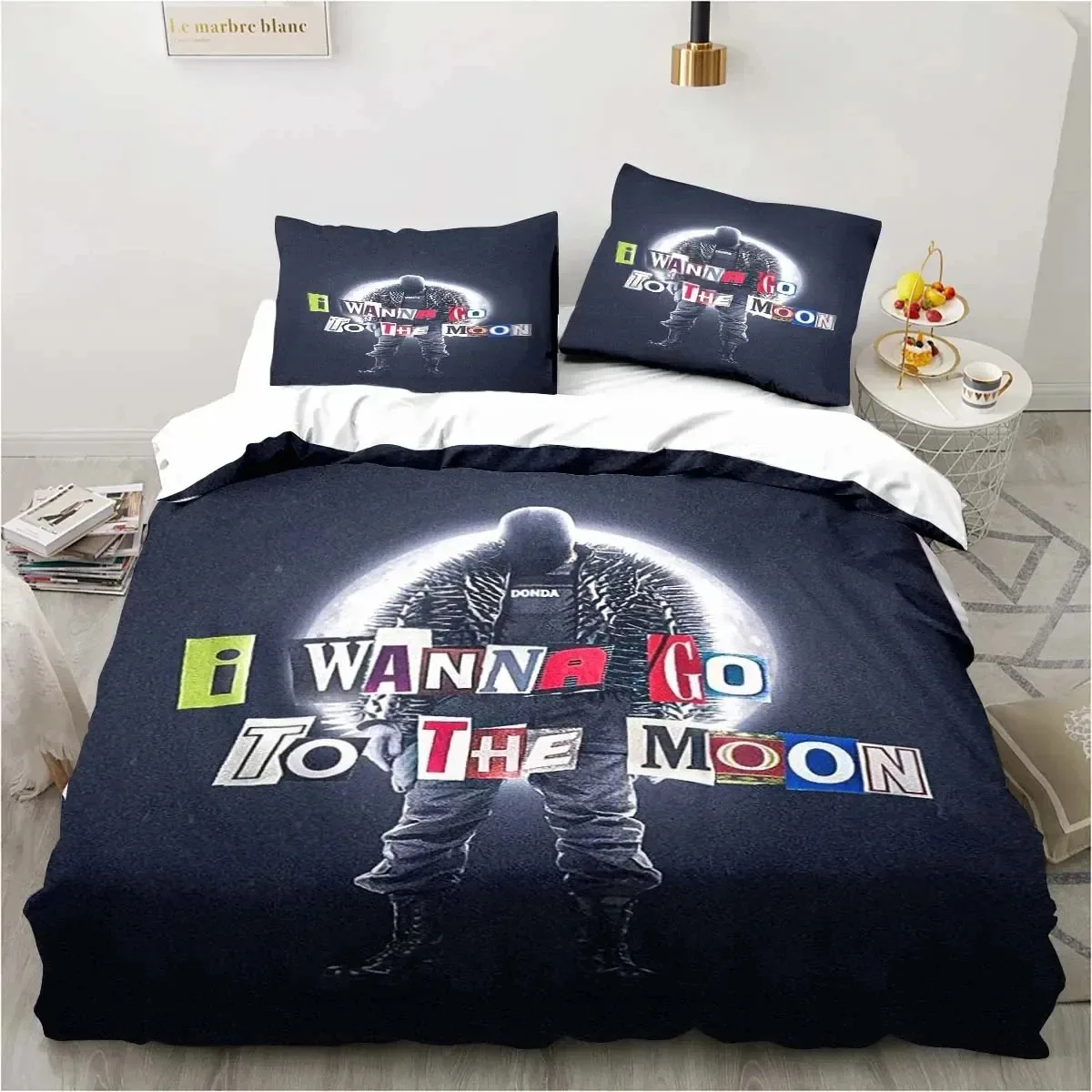 

Rapper Kanye West Bedding Set Duvet Cover Bed Set Quilt Cover Pillowcase Comforter king Queen Size Boys Adult Bedding Set