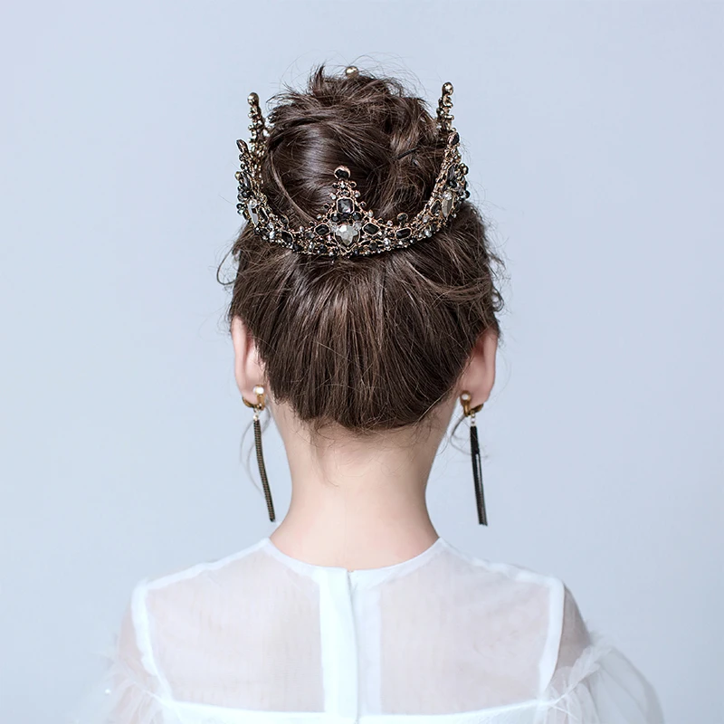 1pc Mini Crown Cake Topper Headband Crystal Pearl Tiara Children Hair Ornaments For Wedding Birthday Party Decoration