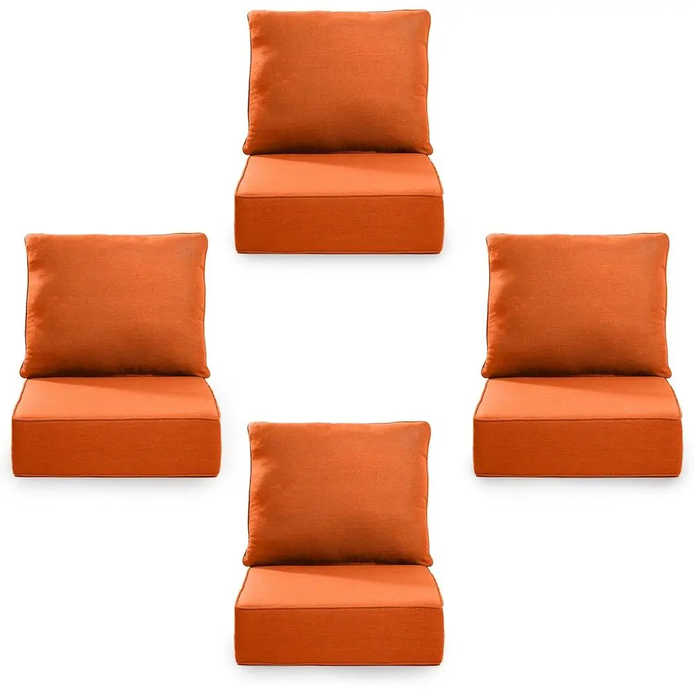 

Набор водонепроницаемых уличных подушек с защитой от ультрафиолета, толстая пена, 24x24 для стульев/дивана для патио, оранжевый, 4 шт.