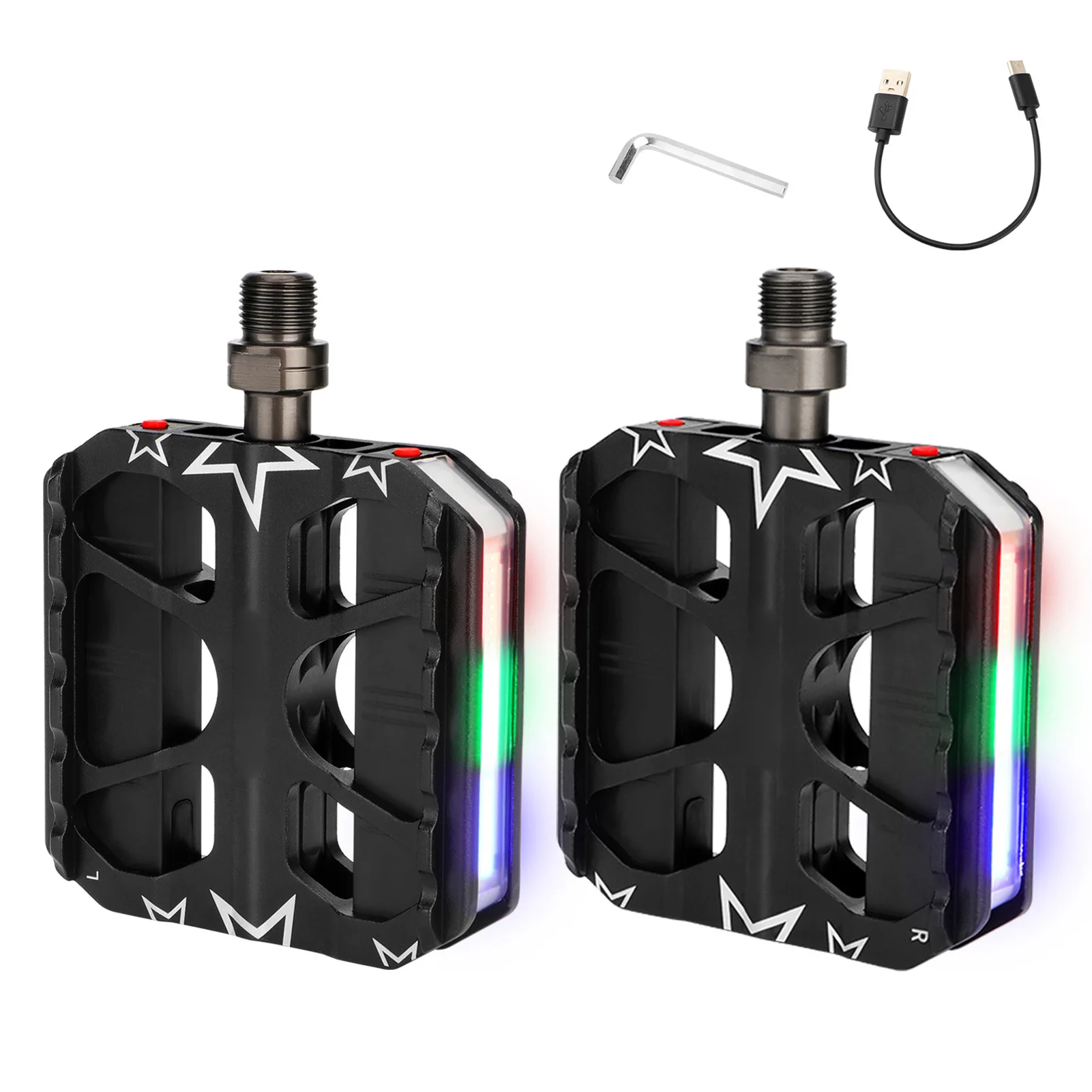 

Smart Bike Pedals with LED Lights 360° Visibility 7 Lighting Modes Rechargeable Bicycle Pedals for Security Cycling