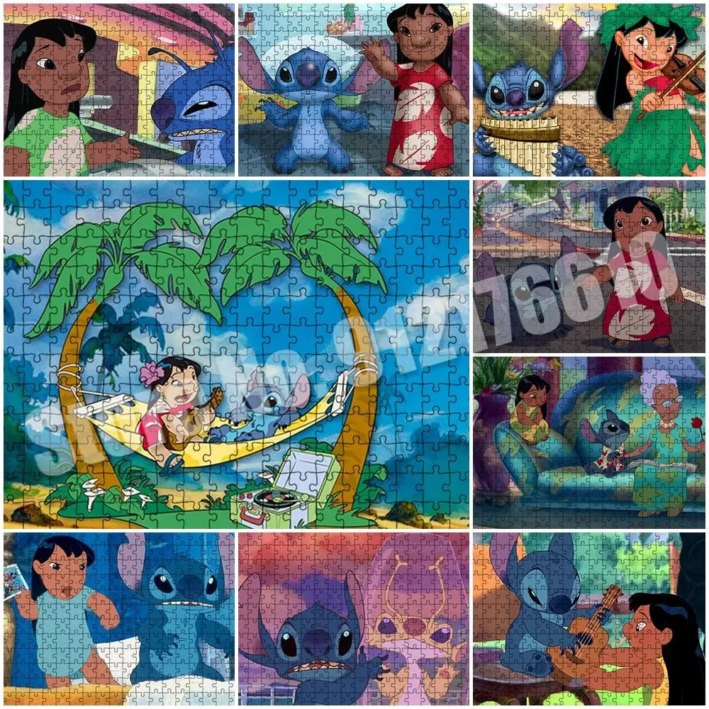 

Lilo & Stitch Puzzles 1000 Pieces Paper Assembling Picture Disney Movie Jigsaw Puzzles for Adult Kids Game Educational DIY toys