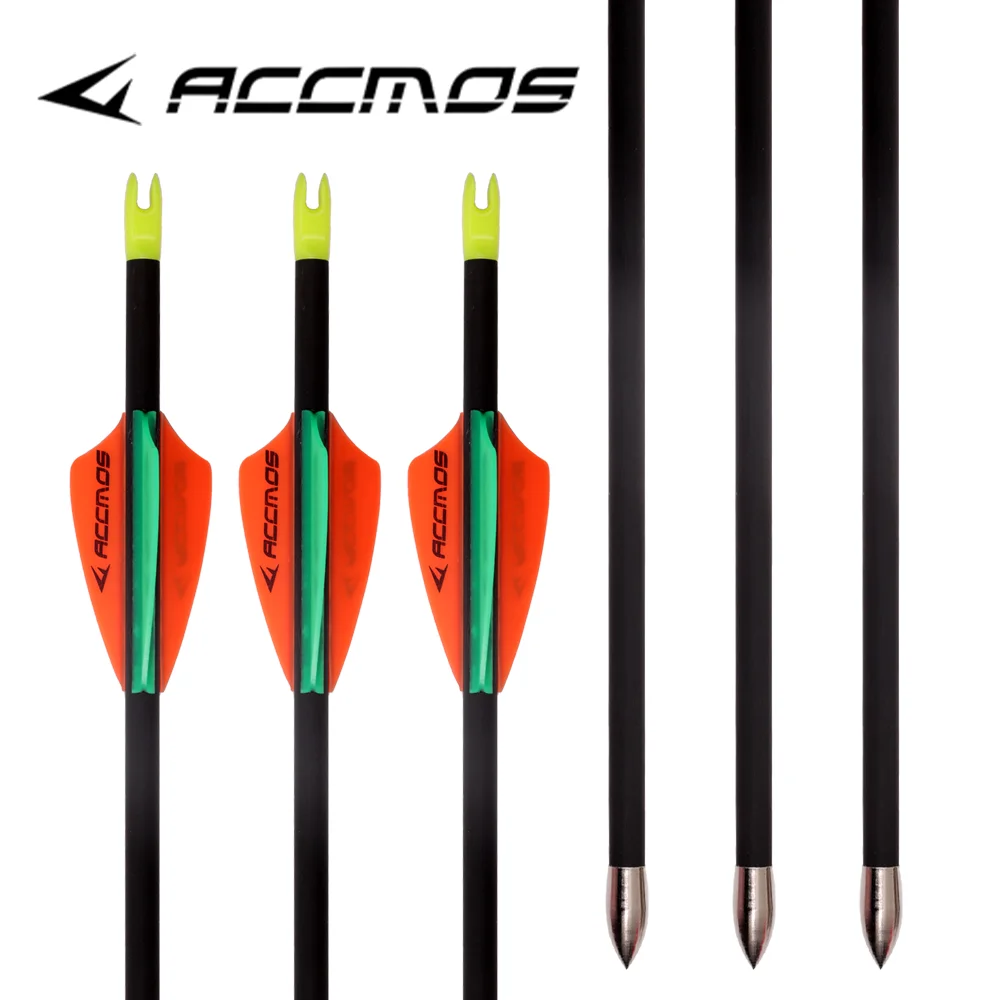 31in Pure Carbon Shaft Spine 250 300 350 400 500 600 700 800 1000 Complete Arrows For Archery Hunting Shooting ID 4.2mm 12pcs