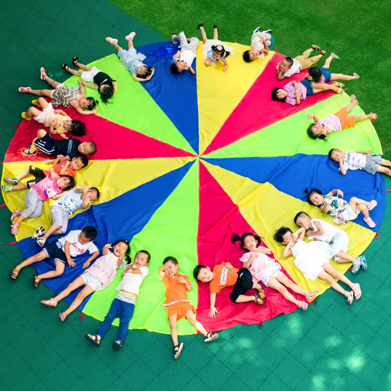 Child Kid Sports Development Early Education Outdoor Game Rainbow Umbrella Parachute Toy Jump-sack Ballute Play Parachute ﻿