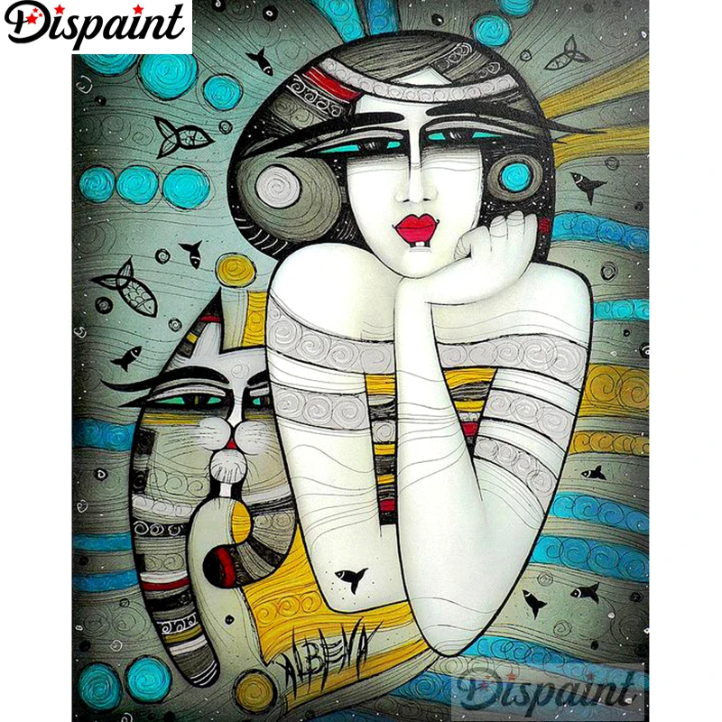 

Dispaint полная квадратная/круглая дрель 5D DIY алмазная живопись "Красавица кошка" вышивка крестиком 3D домашний декор A10694