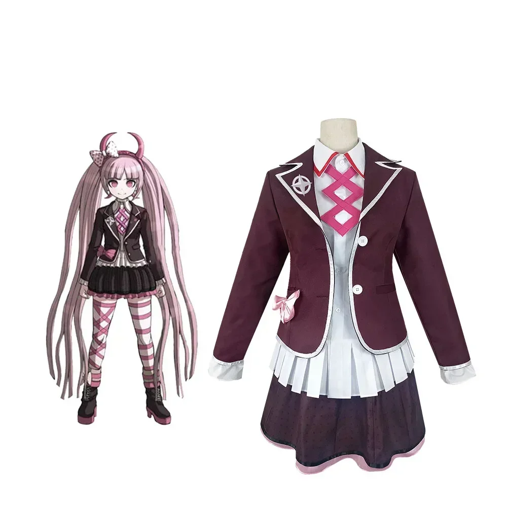 

Costume Utsugi Kotoko Cosplay And JK Uniform Danganronpa Another Episode Pink Long Hair Halloween Woman Party Clothes