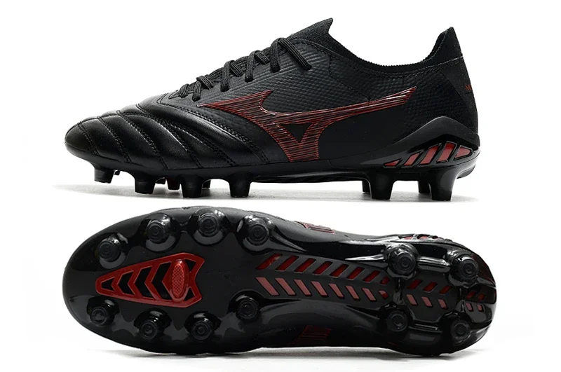 Original Mizuno Creation MORELIA NEO III Knitting FG Men's Sports Shoes Mizuno Outdoor Sneakers Black/Red Size Eur 40-45