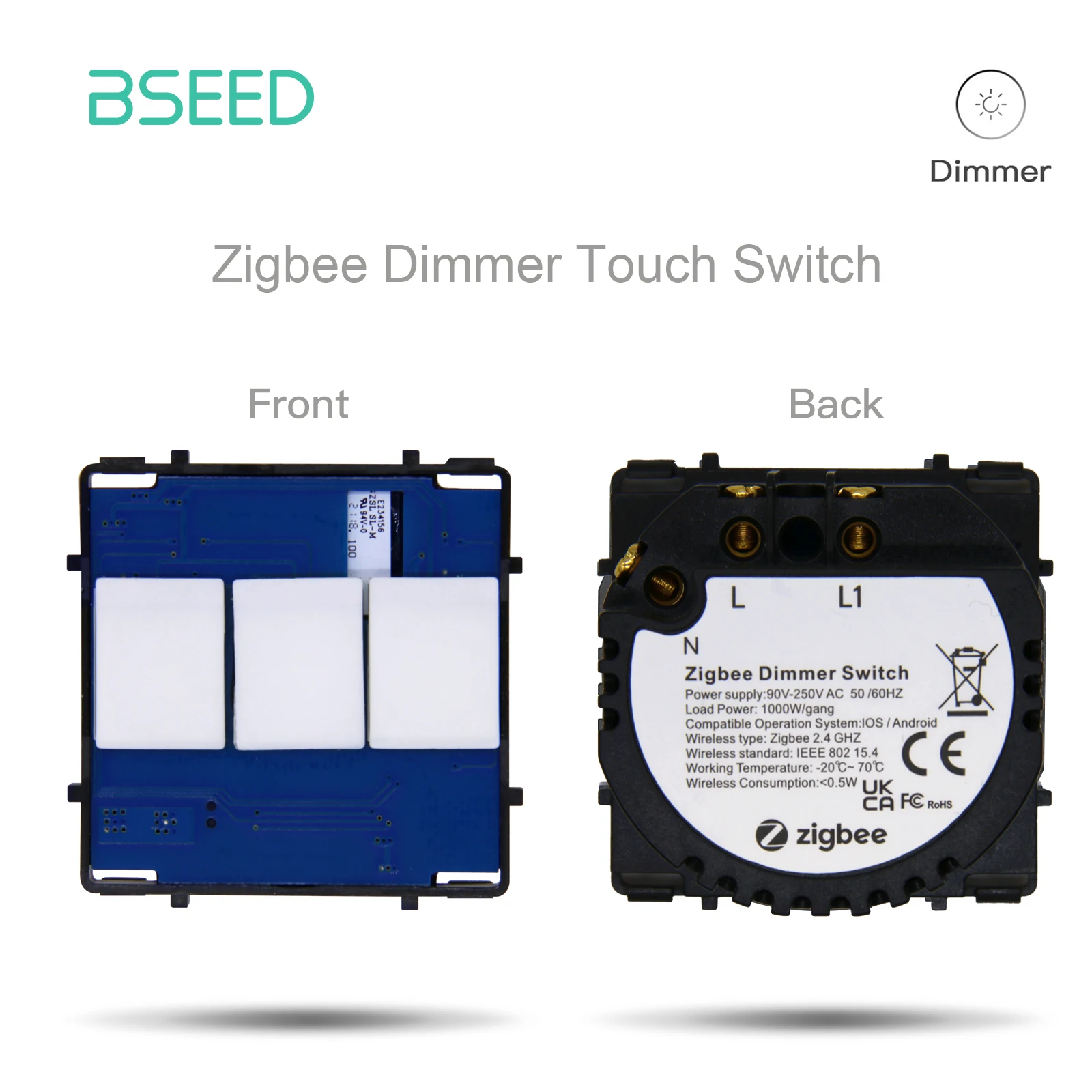Bseed EU Standard Zigbee Lichtschalter Teile 1/2/3Gang Dimmer Vorhang Modul DIY Teil Tuya Smart Life Control Neutral Erforderlich