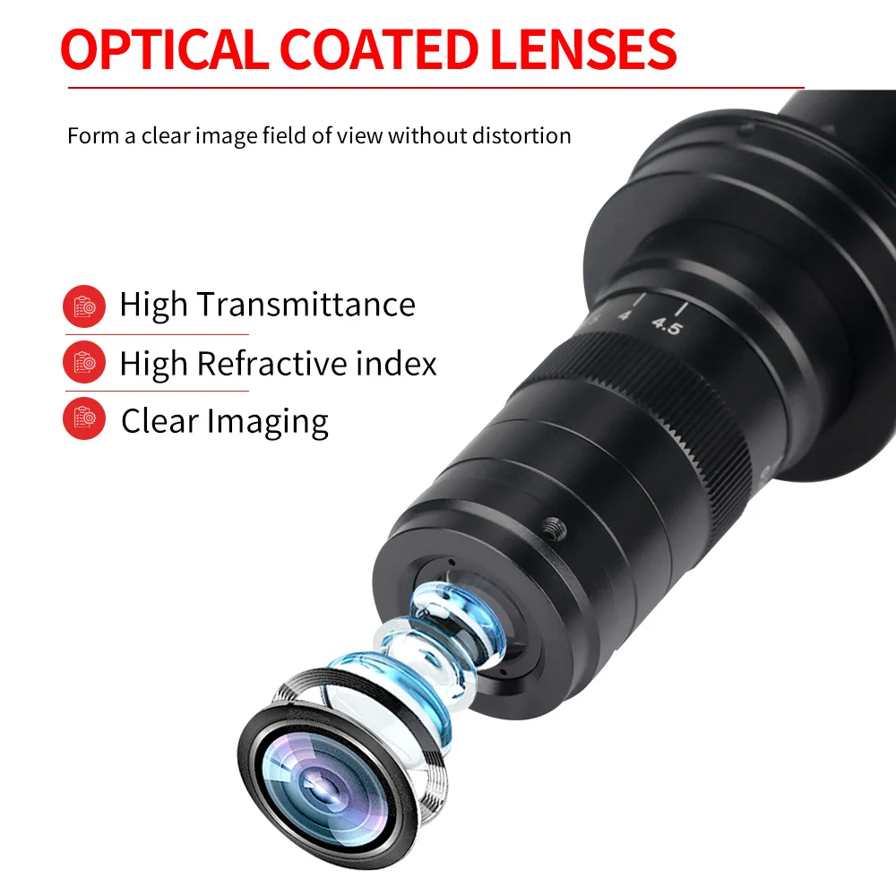 Imagem -03 - Zongmai-câmera de Vídeo Microscópio Industrial Interface tipo C-mount Confocal Ampliação Ajustável Lente Zoom Óptica 0.7x4.5x