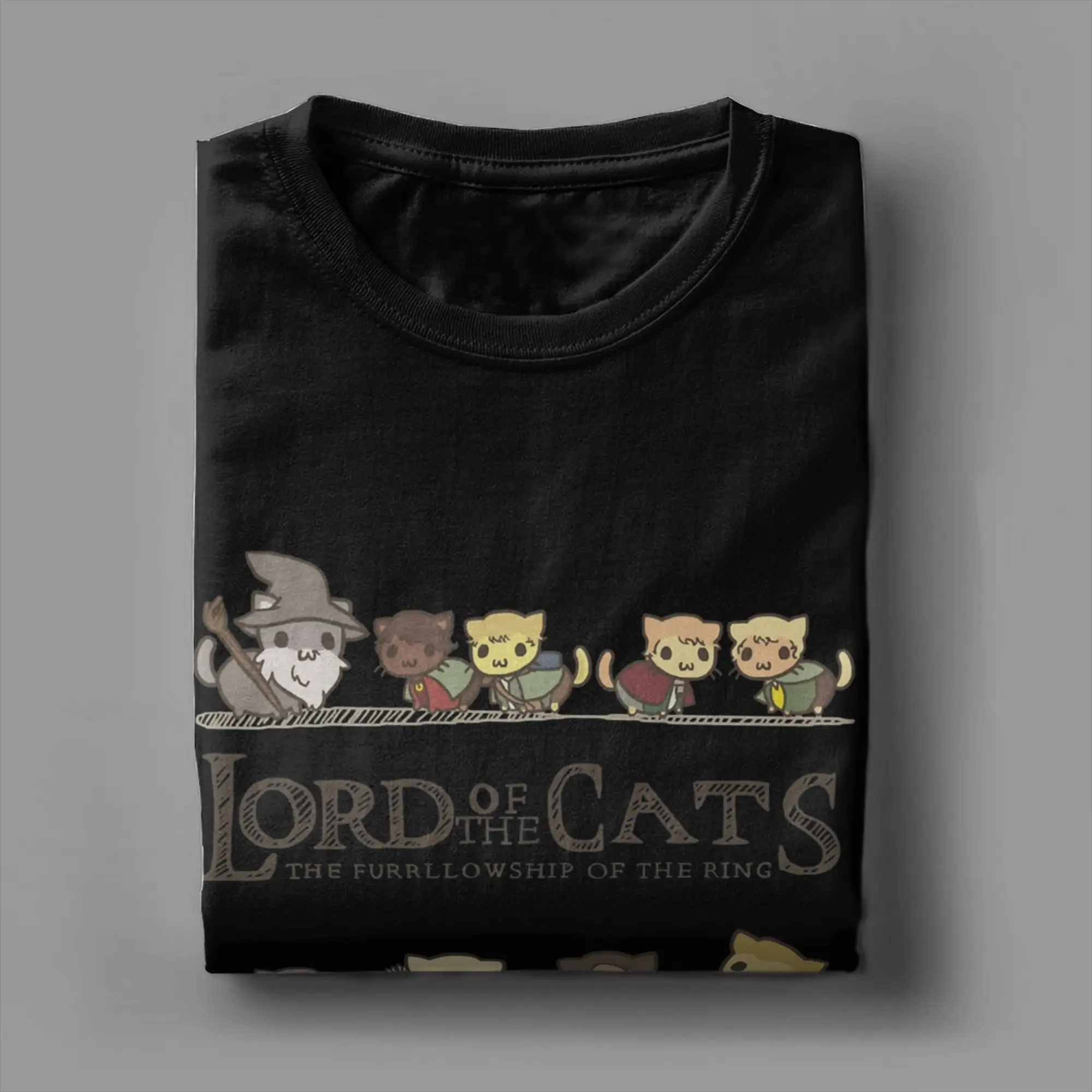 القط L-Lords Of The R-خواتم تي شيرت الرجال خمر 100% القطن تيز Crewneck قصيرة الأكمام تي شيرت ملابس الصيف