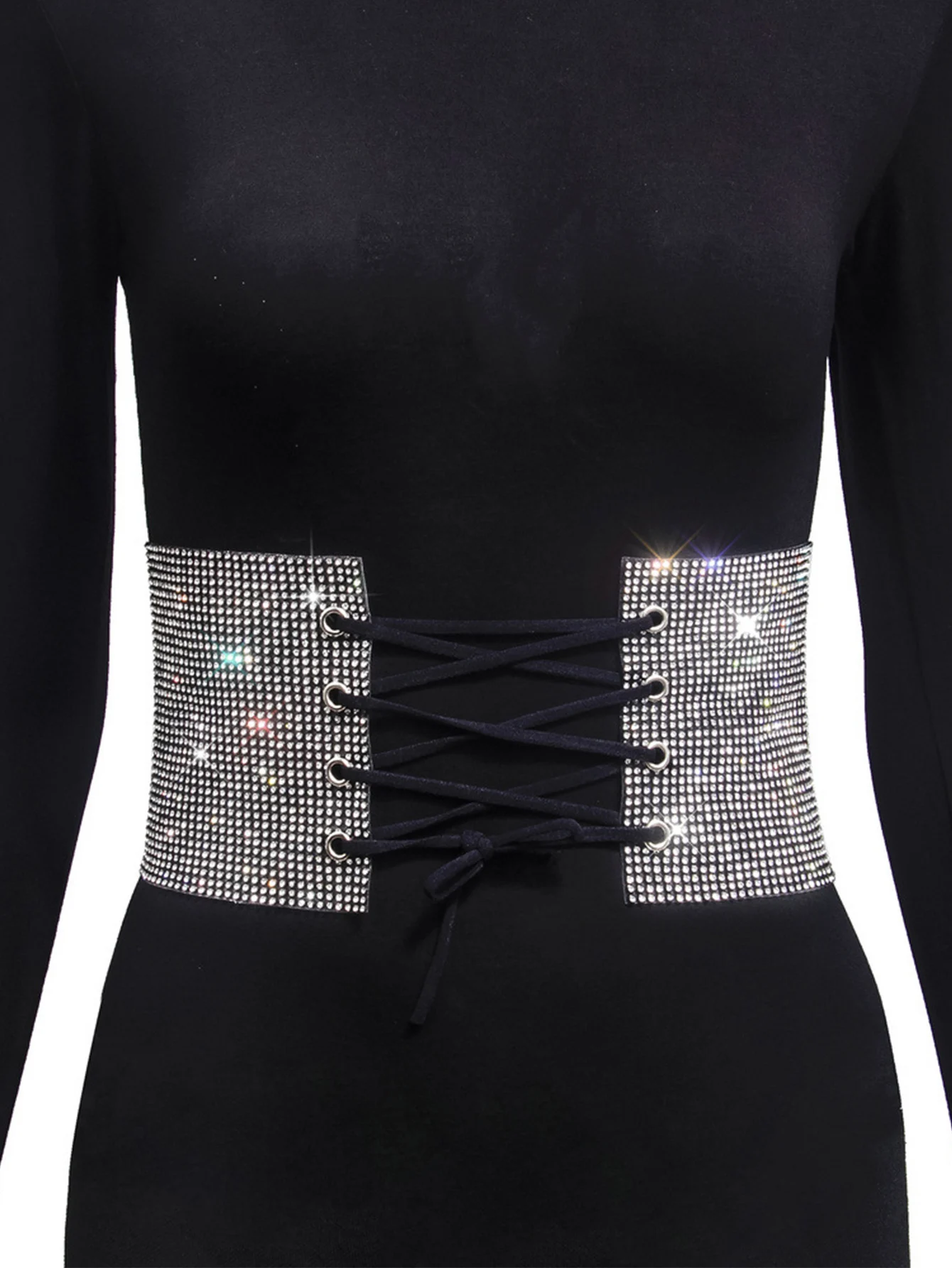 Sexy black rhinestone underbust corset women gothic corset belt vintage Bustier Body Slimming Waist glitter wide belt corsets