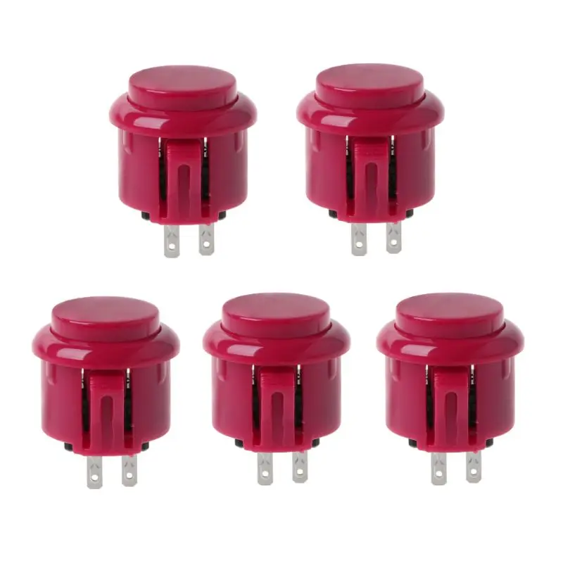 5pcs/set 24mm Arcade Game Round Button Built-in Small Micro Switch DIY Arcade Controller for  Jamma Mame