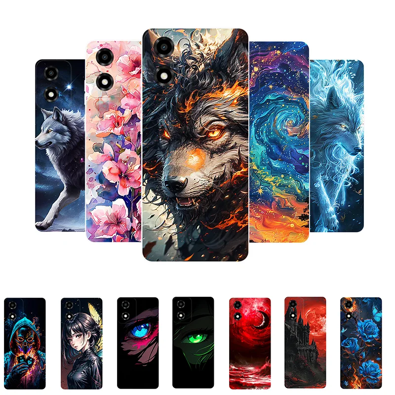 Motorola Moto E14 ケース, オオカミデザイン, ソフトTPUシリコンバックカバー, Moto E14 / E 14 / MotoE14 保護ケース