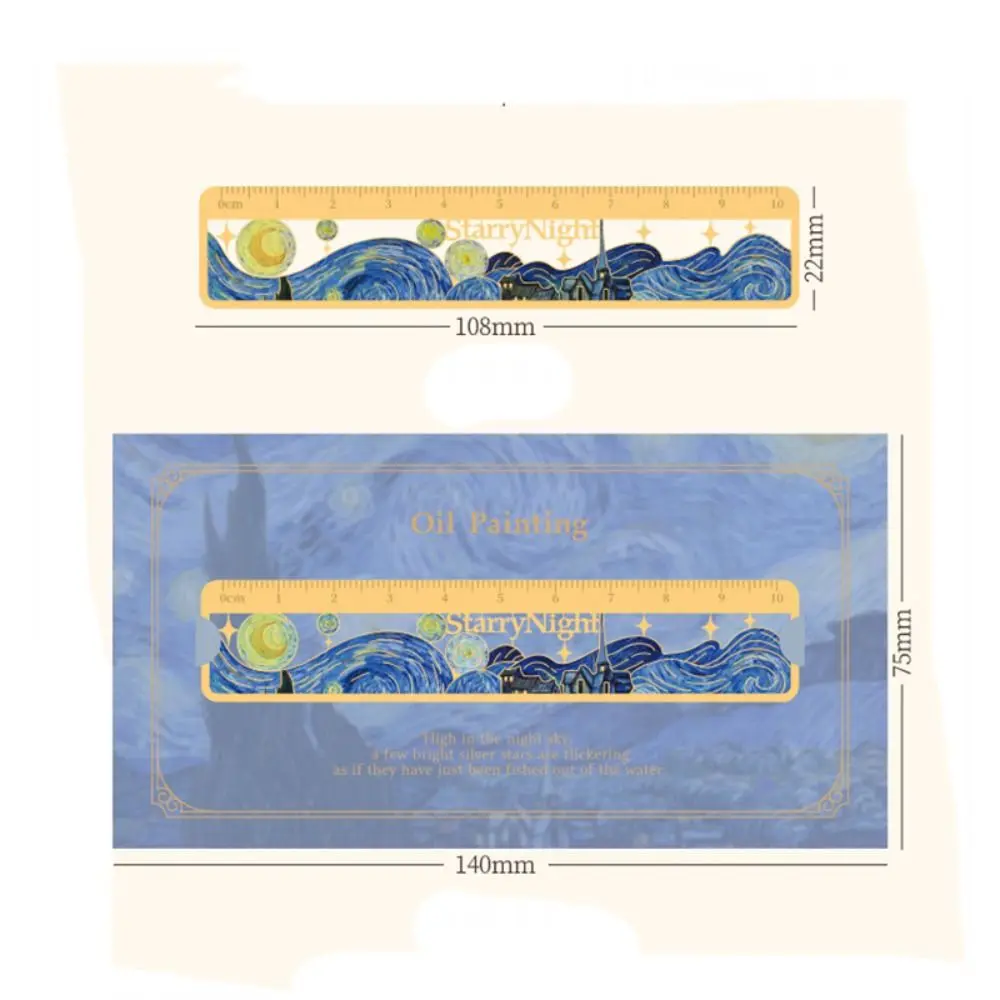 Retro Painting Metal Bookmark Metal Hollow with Ruler Reading Book Clip Stationery School Office Supplies Pagination Mark