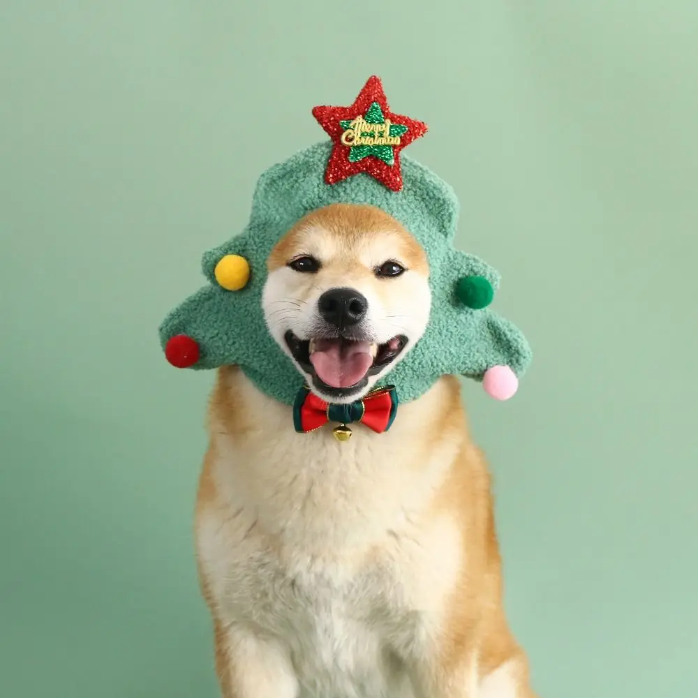 

Dog Christmas Tree Headset Soft Dog Christmas Hat Comfortable Plush Puppy Xmas Caps Adjustable Cat Santa Hat Cosplay Party