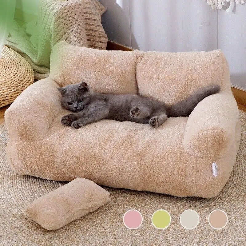 Winter Warm Plush Large Pet Cat Sofa Detachable Washable Dogs Sleeping Bed Soft Comfortable Chair Pet Kitten Puppy Supplies New