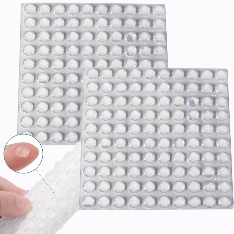 100pcs/sheet Self-Adhesive Clear Rubber Feets,Round Soft Silicone Bumpers for Furniture Cabinet,Mini Cushion Protective Pads