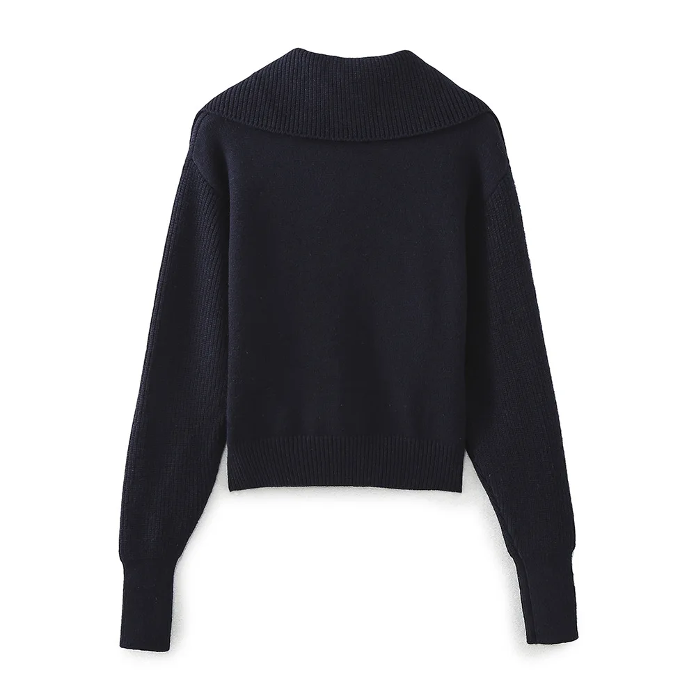 Women's Fashionable Casual Zipper Decorated Knit Sweater   EMV5