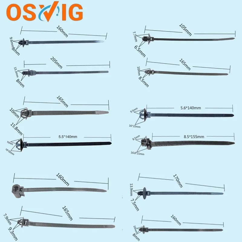 

50PCS Nylon plastic vehicle cable clips - Vehicle wiring harness fixing clips - Snap-on automotive fasteners