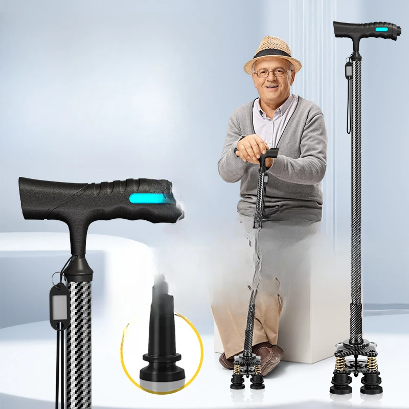 Multi-functional medical anti-skid four-corner crutches for the elderly