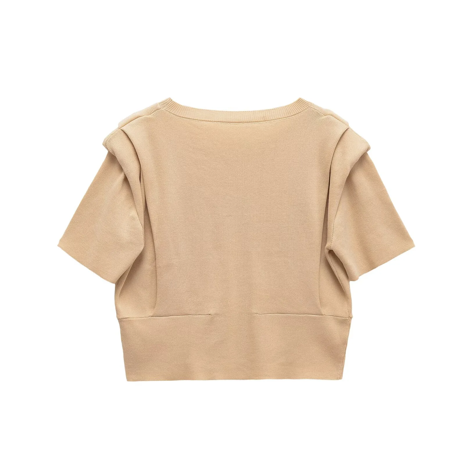 

Fashionable Knitted Women's Top With Shoulder Pads Delicious Takeaway Autumn New Arrival Elegant Casual Style For Ladies