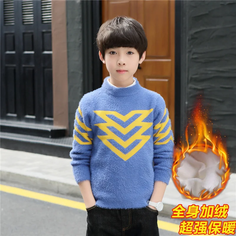 

Boys Sweater Wool Coat Kids Tops Knitting 2024 In Stock Spring Autumn Plus Thicken Cottons Pullover Formal Sport Children's Clot