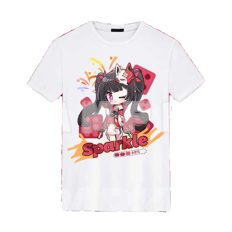 Anime Honkai: Star Rail Sparkle Cosplay Short-sleeved Men Women White thin and loose casual summer T-shirt sleeve Comicon