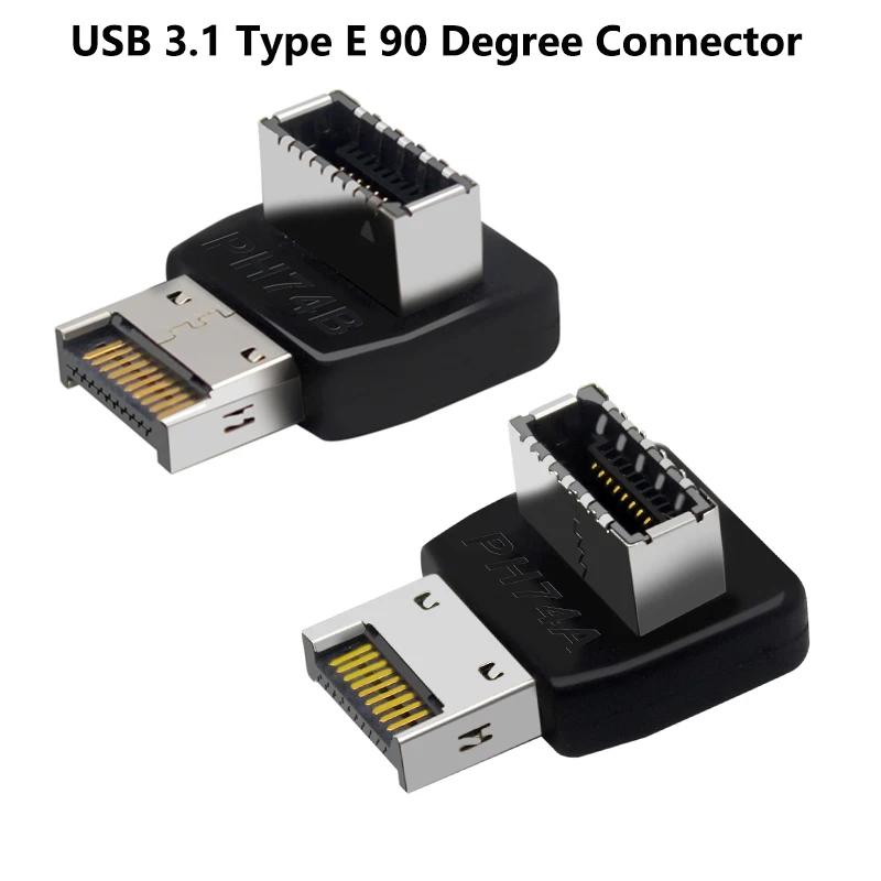 USB Connector Adapter USB3.1 Type-E 90 Degree Converter Adapter Case Front Type C Socket Desktop Computer Motherboard Connector