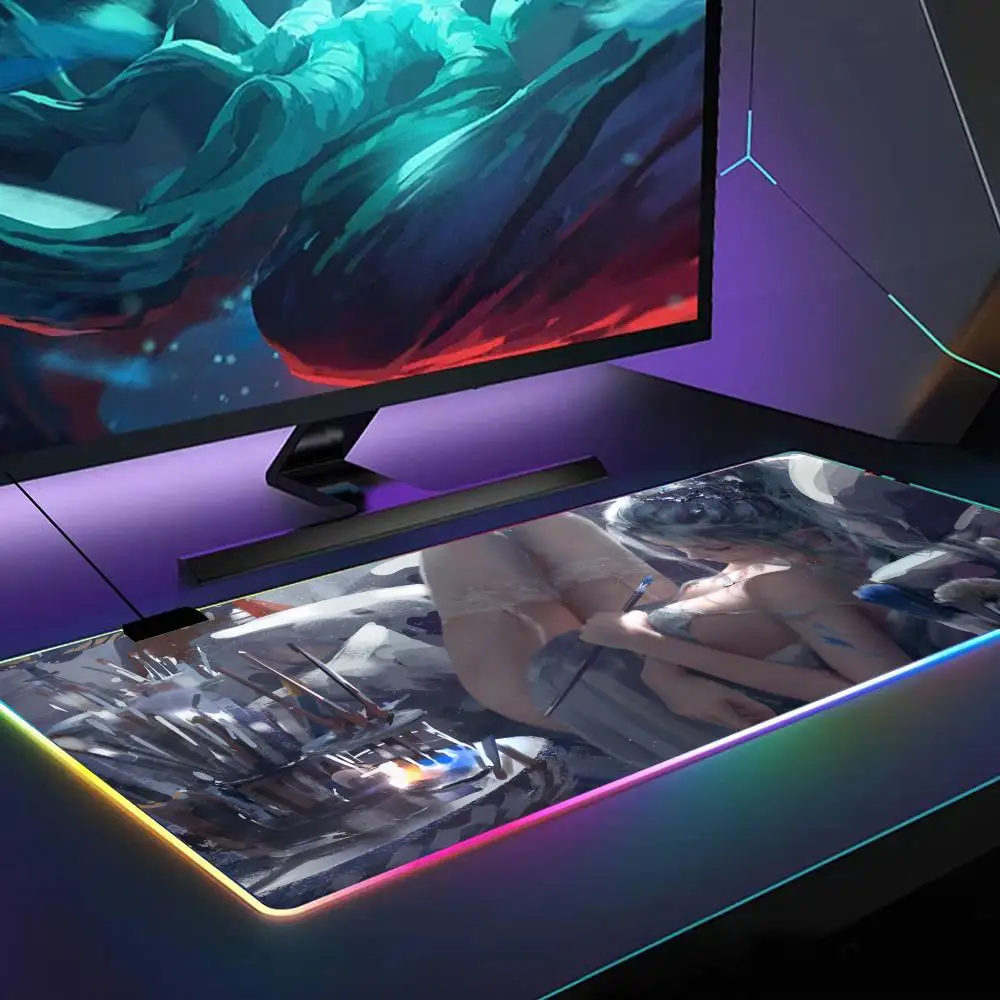 

Ghostblade Princess Mouse Pad RGB Gaming Mouse Pad Desk Mat HD Gamer Large LED Light XXL MousePads