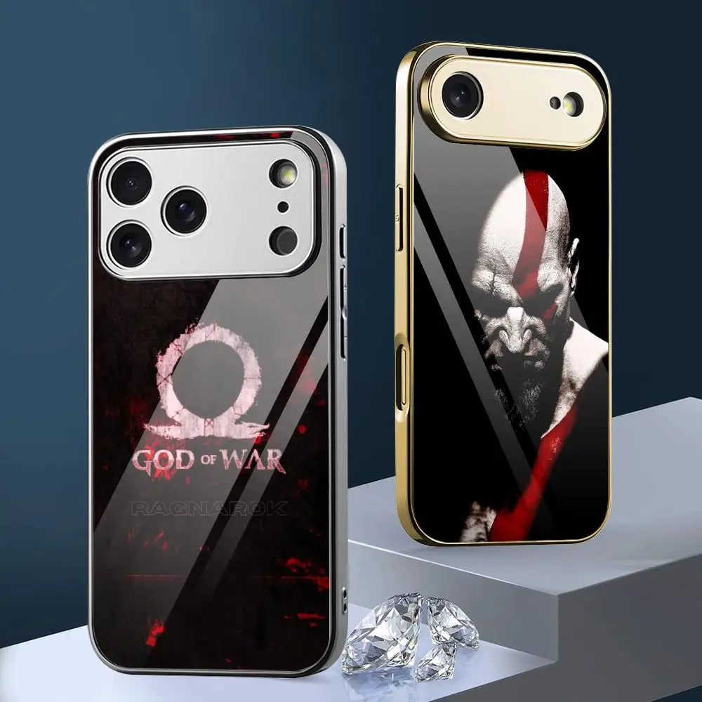 

God Of W-War Game Phone Case For iPhone 17 16 15 14 13 12 Pro Max Plus Electroplated Metal Bumper Shockproof Case