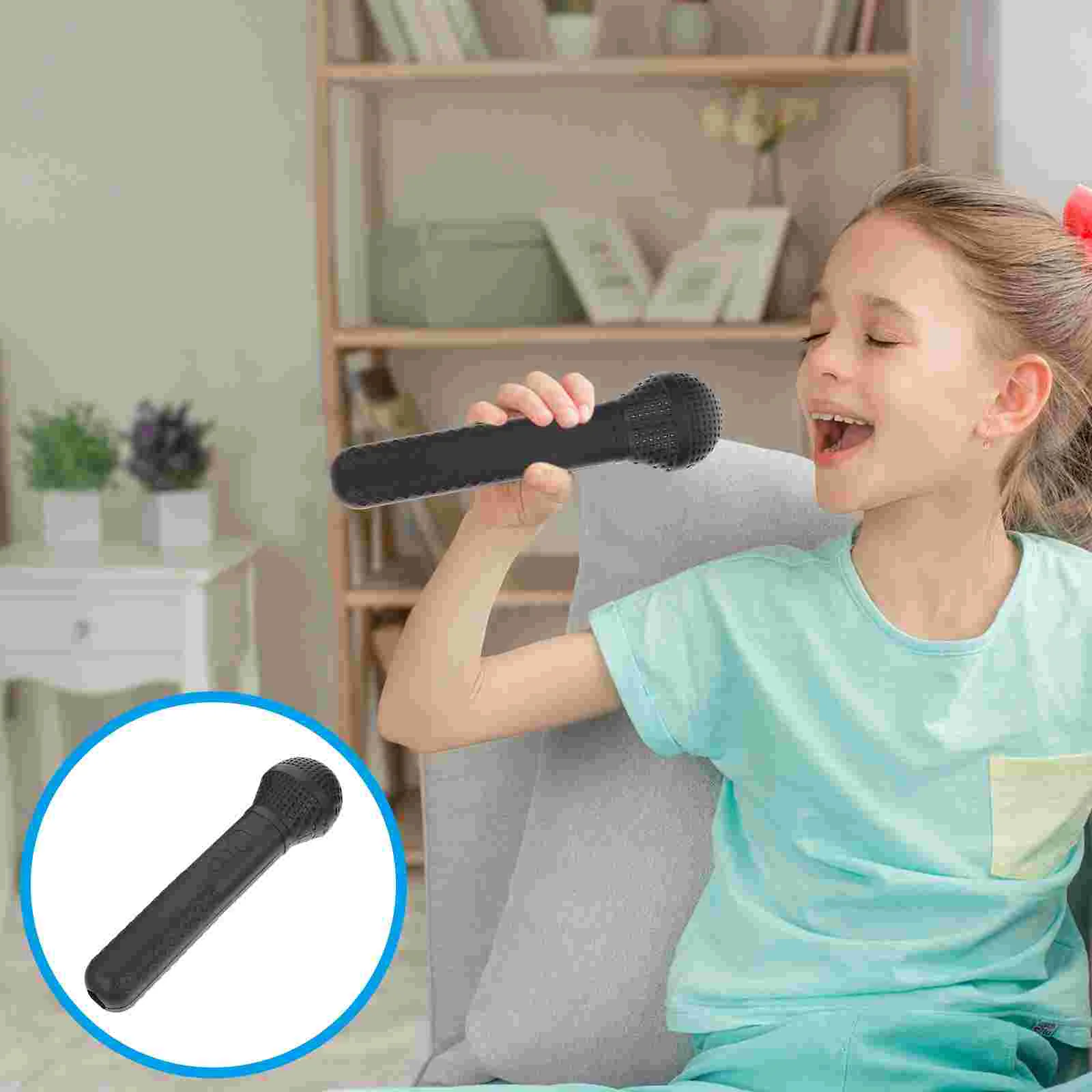 

2 Pcs Simulation Microphone Self-confidence Enhancing Toy Kids Rounded Edges Party Supply Playthings Abs Simulated Convenient