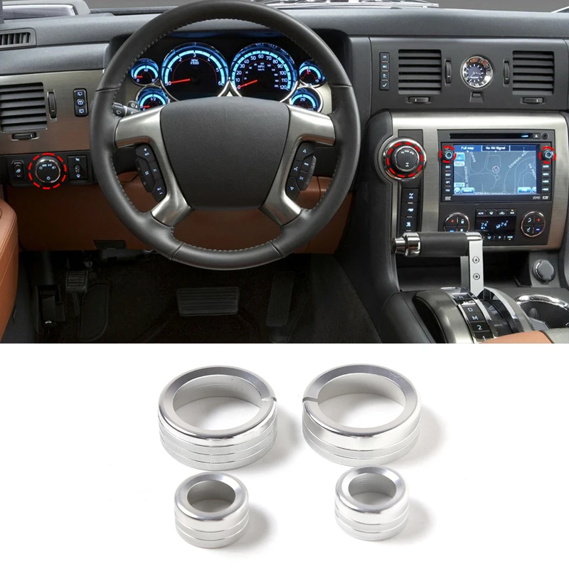 

Aluminum alloy Central control air conditioner volume knob ring For Hummer H2 2008-2009 car Interior accessories 4 Pcs