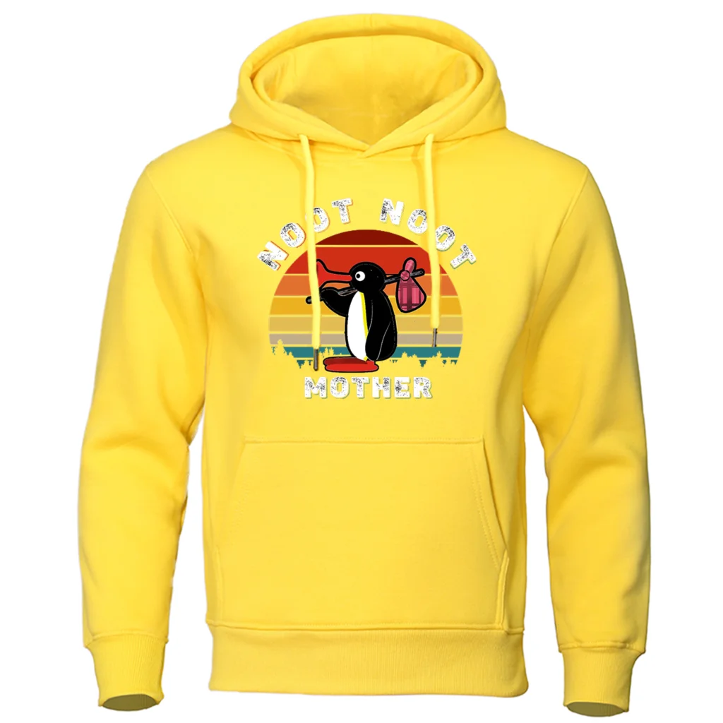 Noot Noot Pingu Retro Funny Hoodie Oversized Aesthetic Ulzzang Cute Graphic Clothing Loose Breathable Sportswears Warm Coats